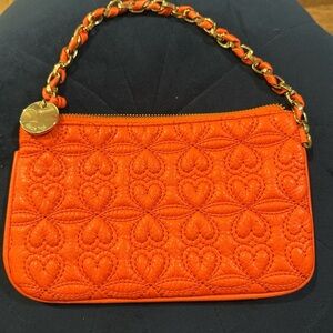 Deux Lux Orange Heart Pattern Clutch